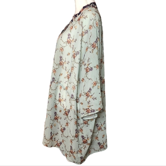 Daniel Rainn DR2 Tie Waist Chiffon Top Kimono Coverup Size 2X Floral - Picture 9 of 17